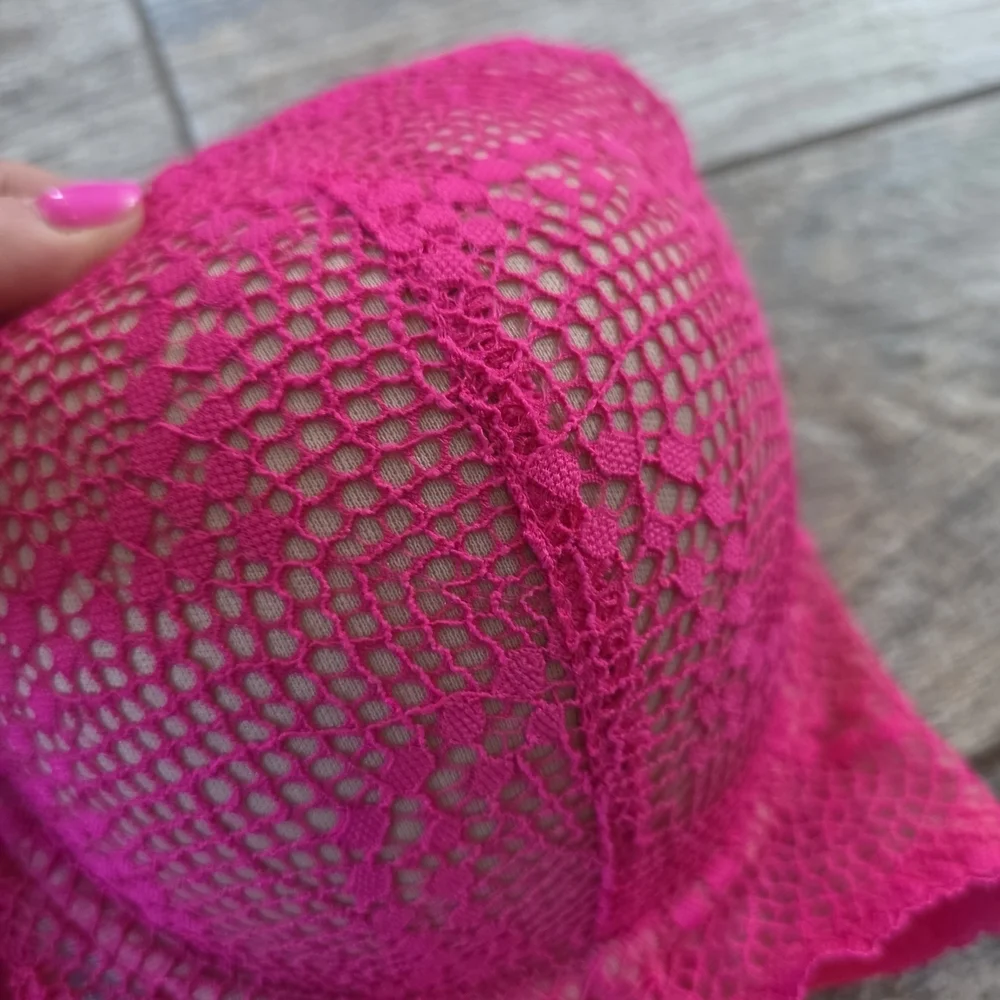 Adored By Adore Me Vibrant Pink Lace Push Up Bustier Bra Sz 36d